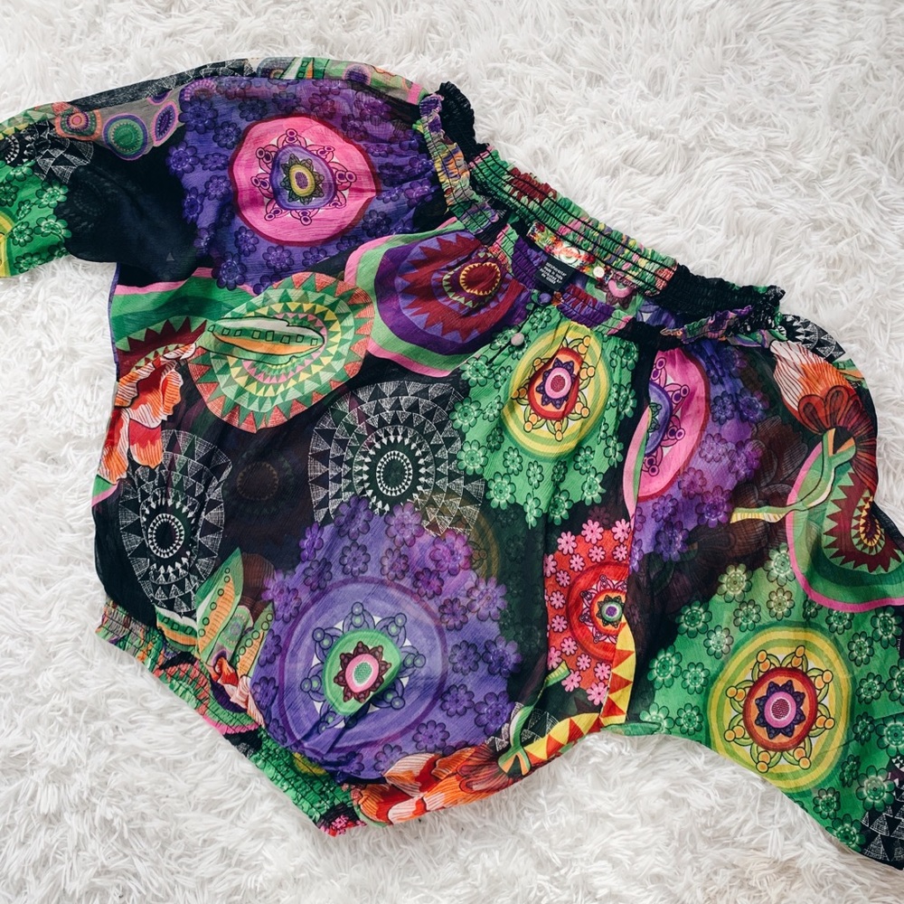 Desigual Sheer Off Shoulder Top